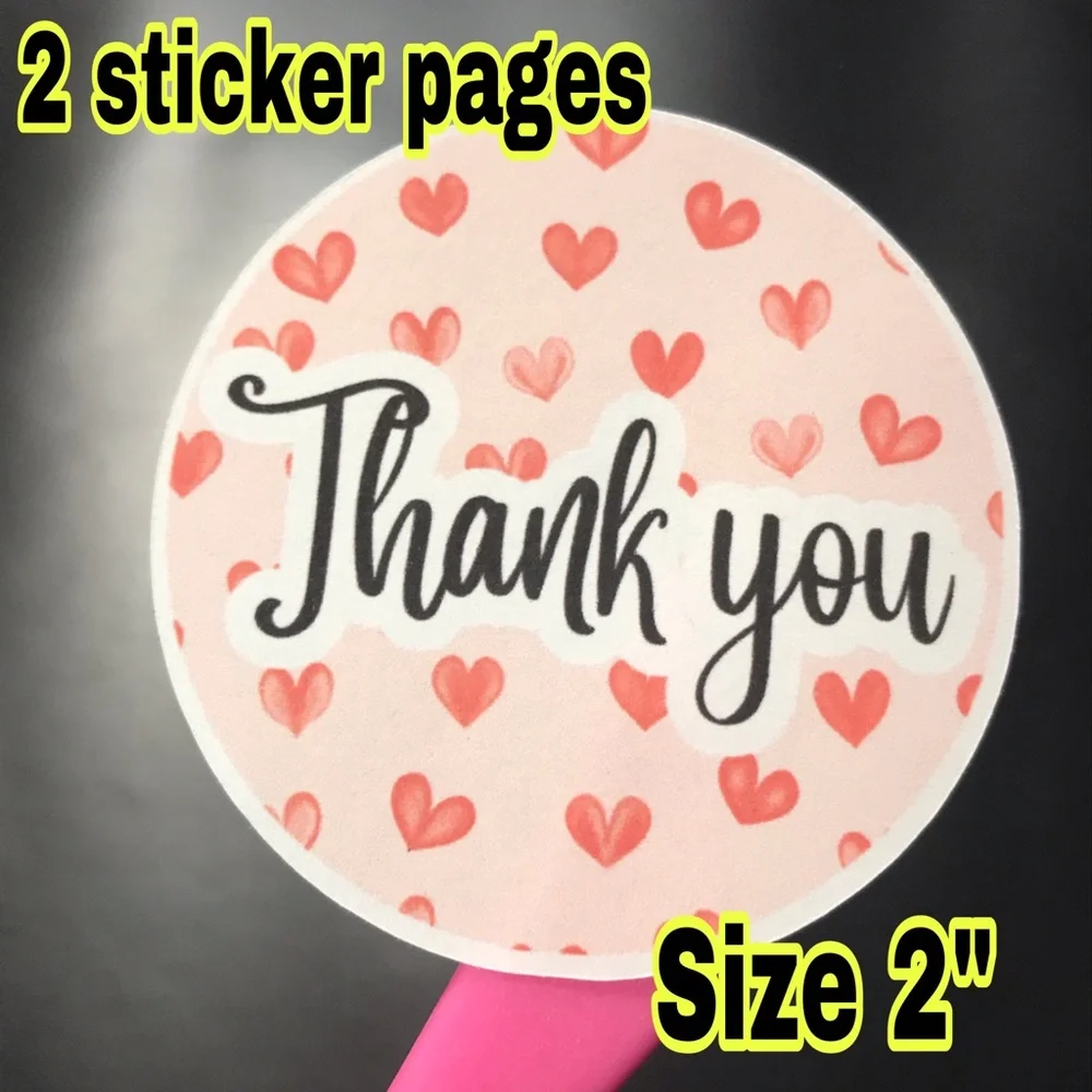 2 thank you sticker pages size 2.08”